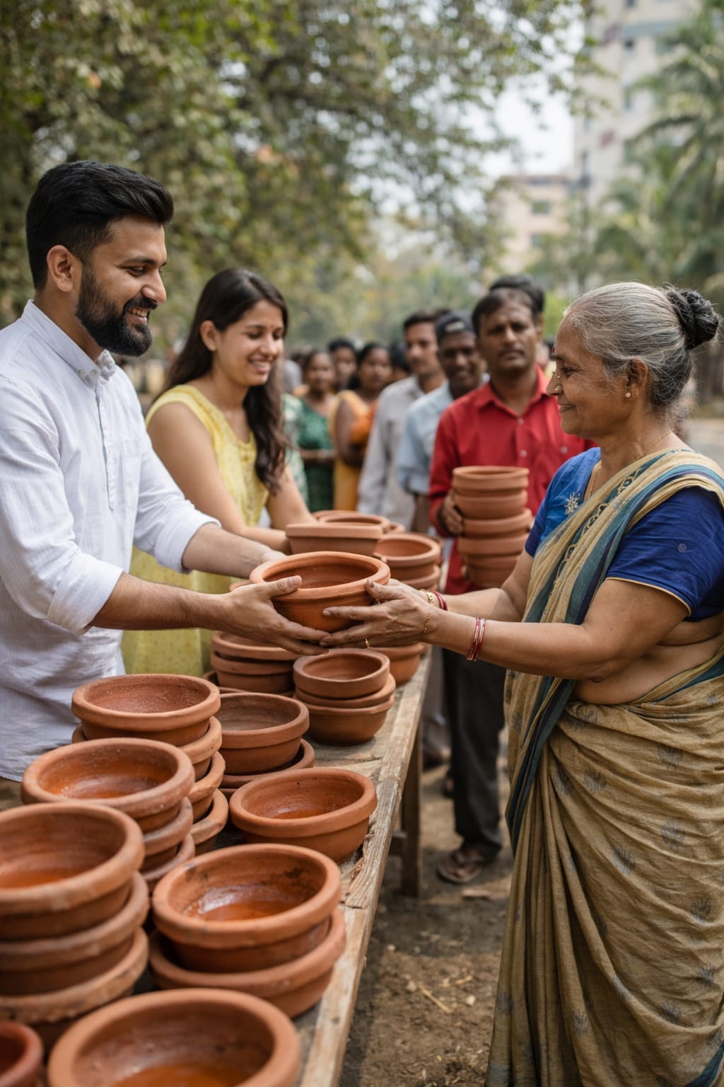 टिटवाळ्यात जनताहित फाउंडेशन ट्रस्टकडून पक्ष्यांसाठी पाण्याच्या मातीच्या कुंड्यांचे वितरण